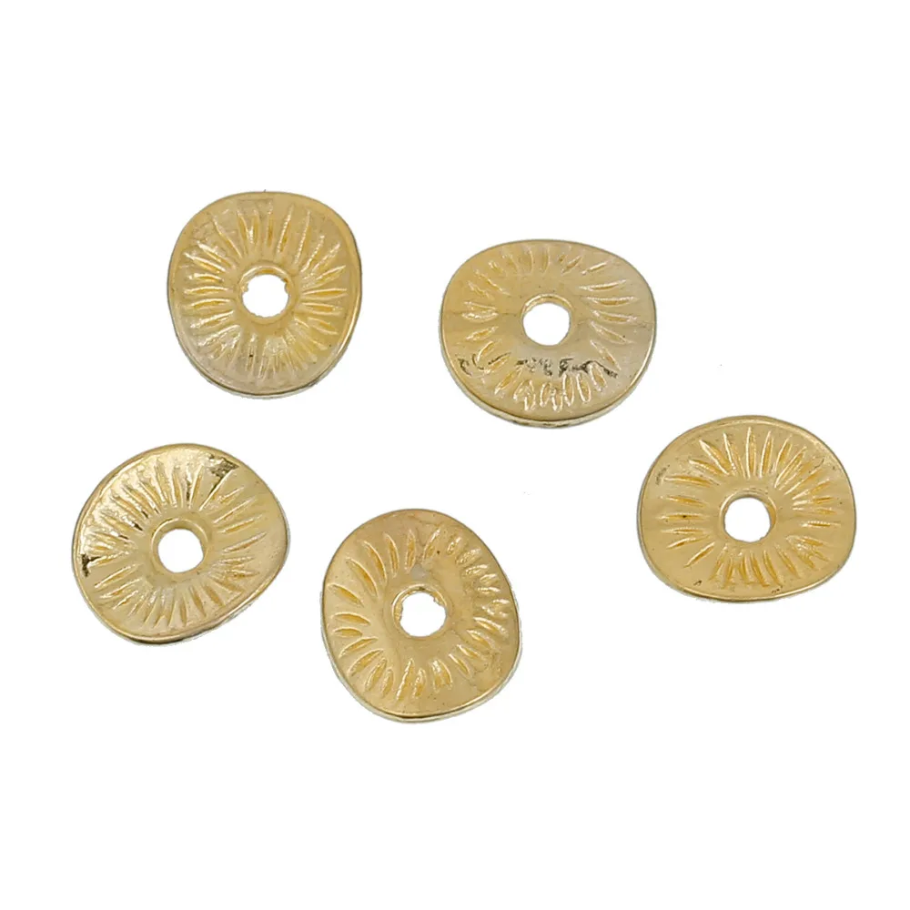 DoreenBeads Zinc Based Alloy Gold Color Wavy Spacer Beads DIY Components 9mm( 3/8") x 8mm( 3/8"), Hole: Approx 1.7mm, 200 PCs
DoreenBeads Zinc Based Alloy Gold Color Wavy Spacer Beads DIY Components 9mm( 3/8") x 8mm( 3/8"), Hole: Approx 1.7mm, 200 PCs