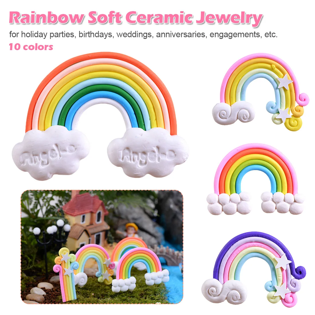 Candy-colored soft ceramic ornaments Clouds and stars rainbow Micro-landscape ecological bottle ornaments accessories
Candy-colored soft ceramic ornaments Clouds and stars rainbow Micro-landscape ecological bottle ornaments accessories