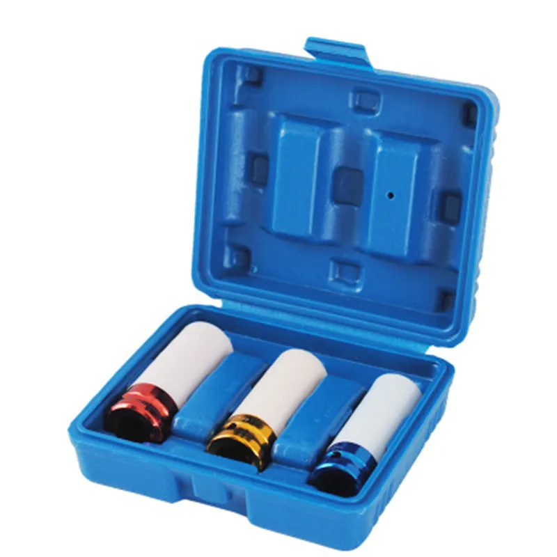 Hot Selling 1/2'' 3Pcs 17mm 19mm 21mm Alloy Thin Wall Wheel Nut Deep Impact Socket Drive Set Gift Box For Friend Repair Tool Set
Hot Selling 1/2'' 3Pcs 17mm 19mm 21mm Alloy Thin Wall Wheel Nut Deep Impact Socket Drive Set Gift Box For Friend Repair Tool Set