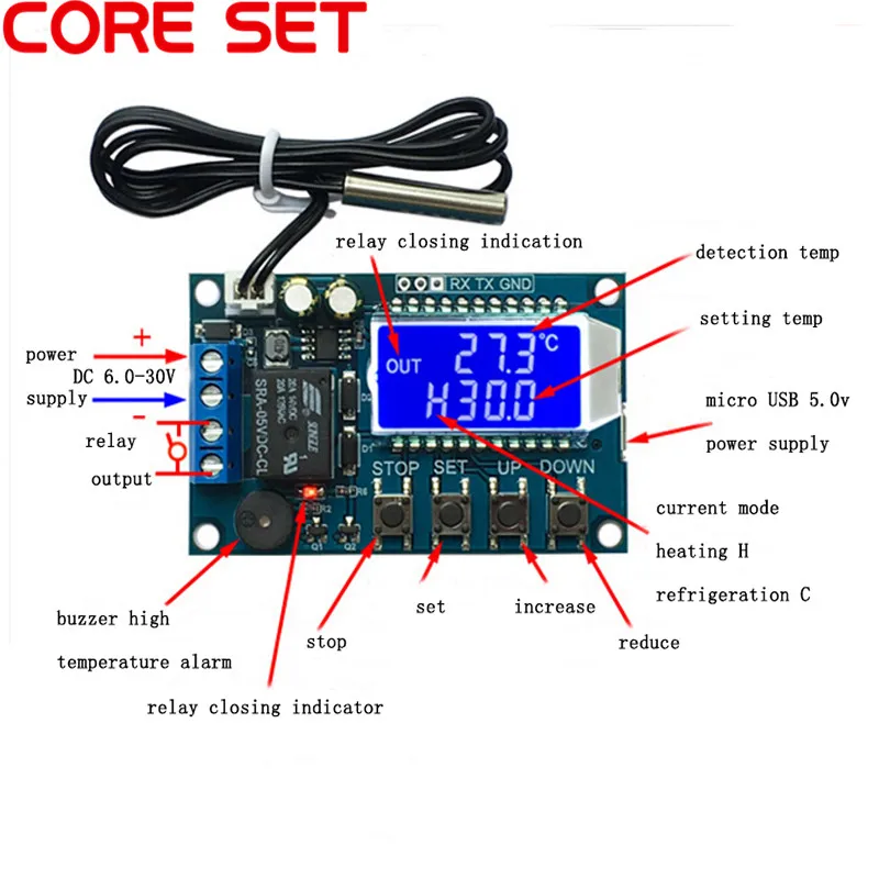 Digital Thermostat Heating Refrigeration Digital Temperature Control Switch Temperature Controller Module
Digital Thermostat Heating Refrigeration Digital Temperature Control Switch Temperature Controller Module