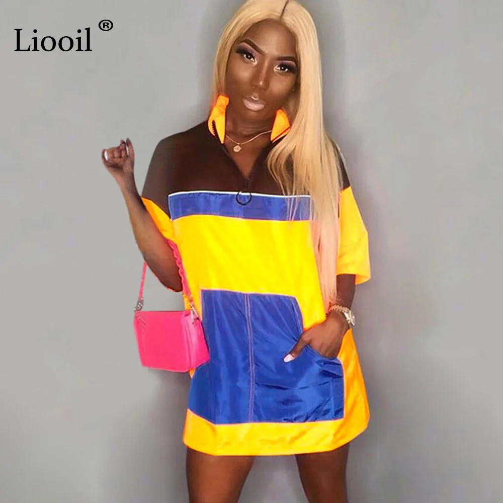 Liooil Contrast Color Block Loose Mini Dress With Pockets Sexy Club Wear 2019 Summer Clothes For Women Night Out Party Dresses
Liooil Contrast Color Block Loose Mini Dress With Pockets Sexy Club Wear 2019 Summer Clothes For Women Night Out Party Dresses