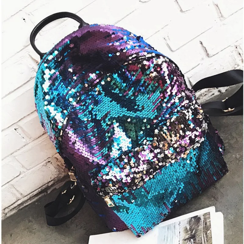 Модный Блестящий женский рюкзак из искусственной кожи с блестками блестящий Mochila