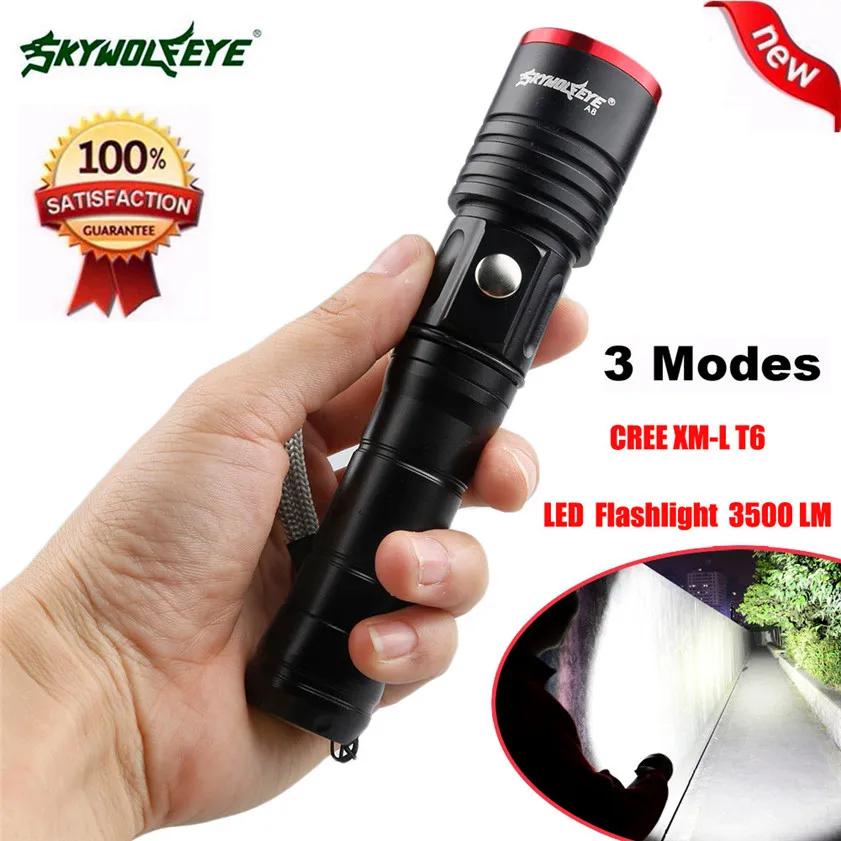 

Super Focus 3500 Lumens 3 Modes CREE XML T6 LED 18650 Battery Flashlight Torch Lamp 170119