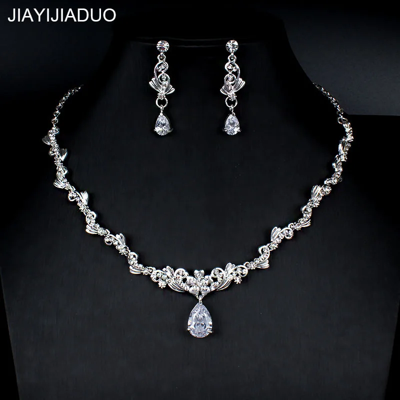 jiayijiaduo Wedding Jewelry Set Exquisite Zircon Crystal Necklace Earrings Set for Women's Dresses Accessories Gift Silver Color
jiayijiaduo Wedding Jewelry Set Exquisite Zircon Crystal Necklace Earrings Set for Women's Dresses Accessories Gift Silver Color