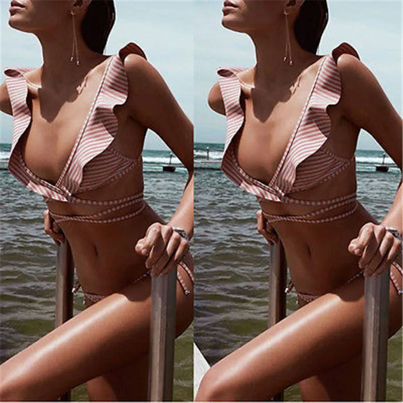 Sexy Swimwear Women Retro Striped Bikini Set Bandage Push-Up Padded Swimsuit Bathing Beachwear Bathing Suit Biquini
Sexy Swimwear Women Retro Striped Bikini Set Bandage Push-Up Padded Swimsuit Bathing Beachwear Bathing Suit Biquini