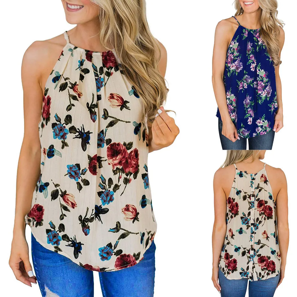 Women's Sleeveless Print summer Camisole Top female Fashion Halter Neck Floral Print girl Tank Top Casual camiseta lencera mujer
Women's Sleeveless Print summer Camisole Top female Fashion Halter Neck Floral Print girl Tank Top Casual camiseta lencera mujer