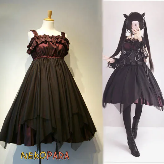 Asymmetrical Hem Cool Elegant Women's Lolita Dress JSK Sleeveless Dress Double Layers Mesh Gorgeous One Piece Black & Wine
Asymmetrical Hem Cool Elegant Women's Lolita Dress JSK Sleeveless Dress Double Layers Mesh Gorgeous One Piece Black & Wine