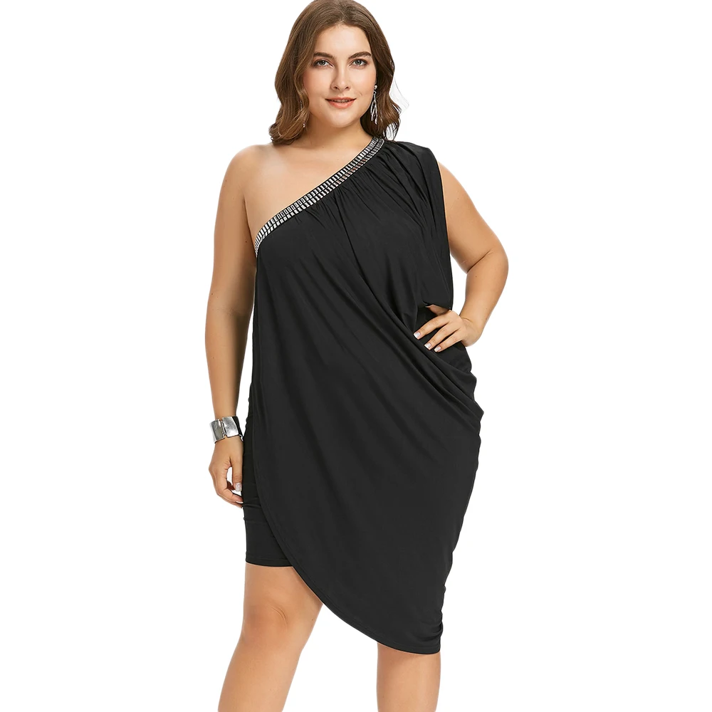 New Plus Size Women Dresses Summer One Shoulder Sleeveless Draped Dress Ladies Solid Color Causal Dress 2018 Vestidos Feminino
New Plus Size Women Dresses Summer One Shoulder Sleeveless Draped Dress Ladies Solid Color Causal Dress 2018 Vestidos Feminino