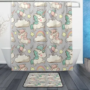 Cute Unicorn Cloud and Balloon Waterproof Polyester Fabric Shower Curtain with Hooks Doormat Bath Floor Mat Bathroom Home Decor
Cute Unicorn Cloud and Balloon Waterproof Polyester Fabric Shower Curtain with Hooks Doormat Bath Floor Mat Bathroom Home Decor