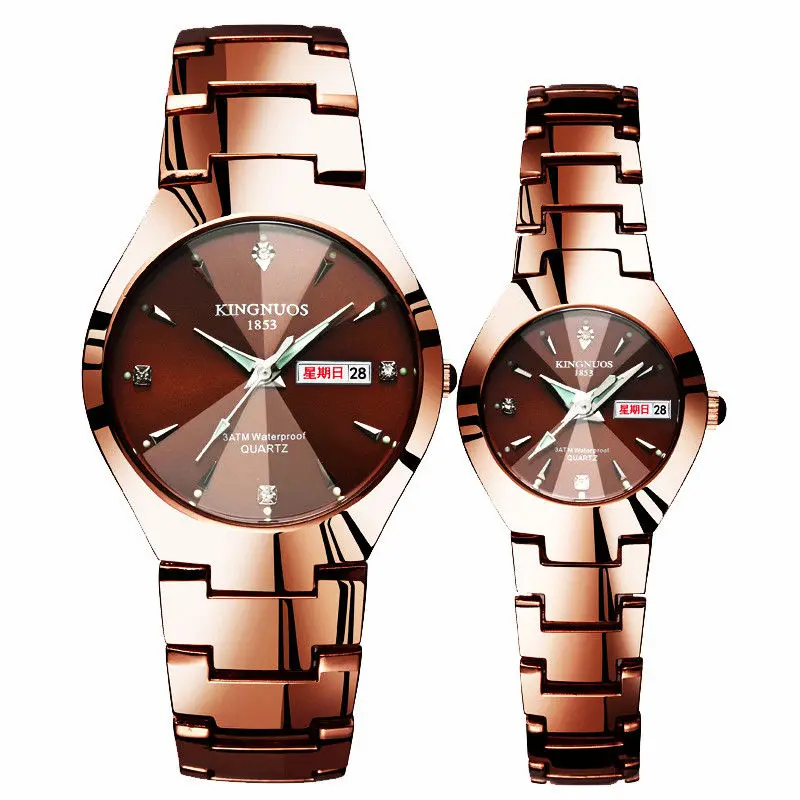 

Brand Luxury Lover Watches Quartz Calendar Dress Women Men Watch Couples Wristwatch Valentine Gift Relojes Hombre 2019 KINGNUOS