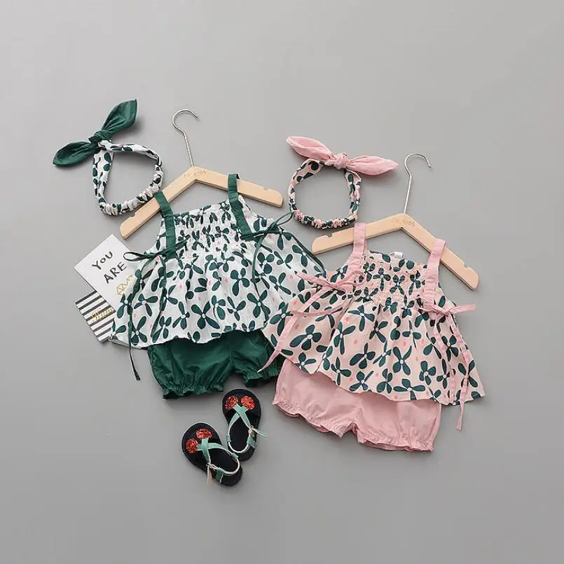 Жилет с цветочным принтом + шорты комплект из 2 предметов для девочек комплекты