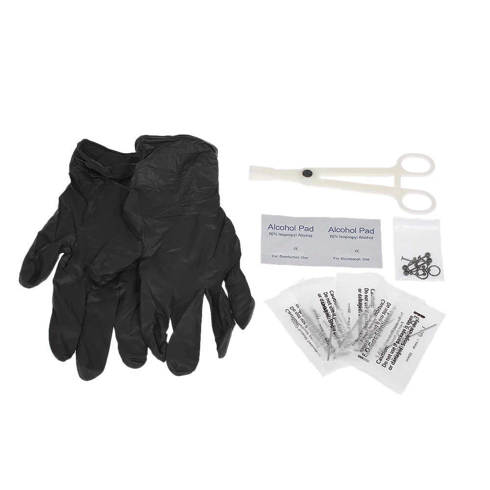 Women Piercing Kit Body\Ear\Nose Stainless Steel Sterile 14G Piercing Needle+Pair Earring\Glove+Alcohol Pad+Plastic Scissors
Women Piercing Kit Body\Ear\Nose Stainless Steel Sterile 14G Piercing Needle+Pair Earring\Glove+Alcohol Pad+Plastic Scissors