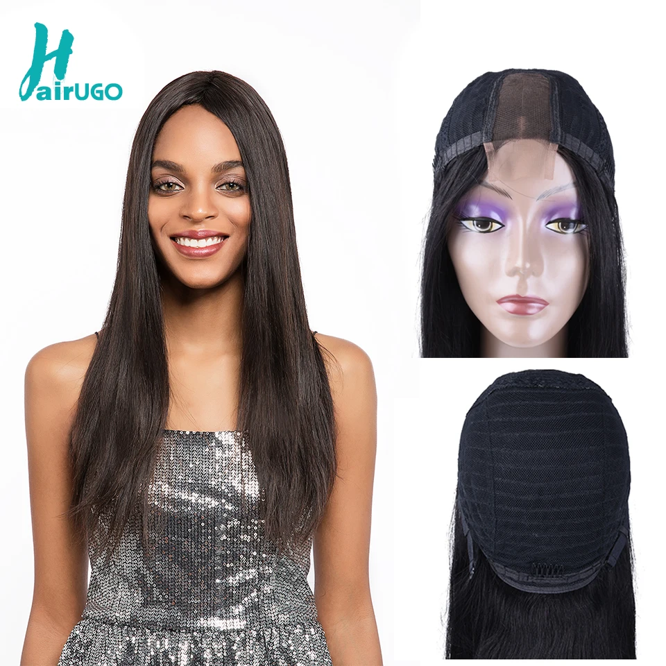 HairUGo перуанские прямые 2*4 человеческие волосы на кружеве парики не Реми кружевные