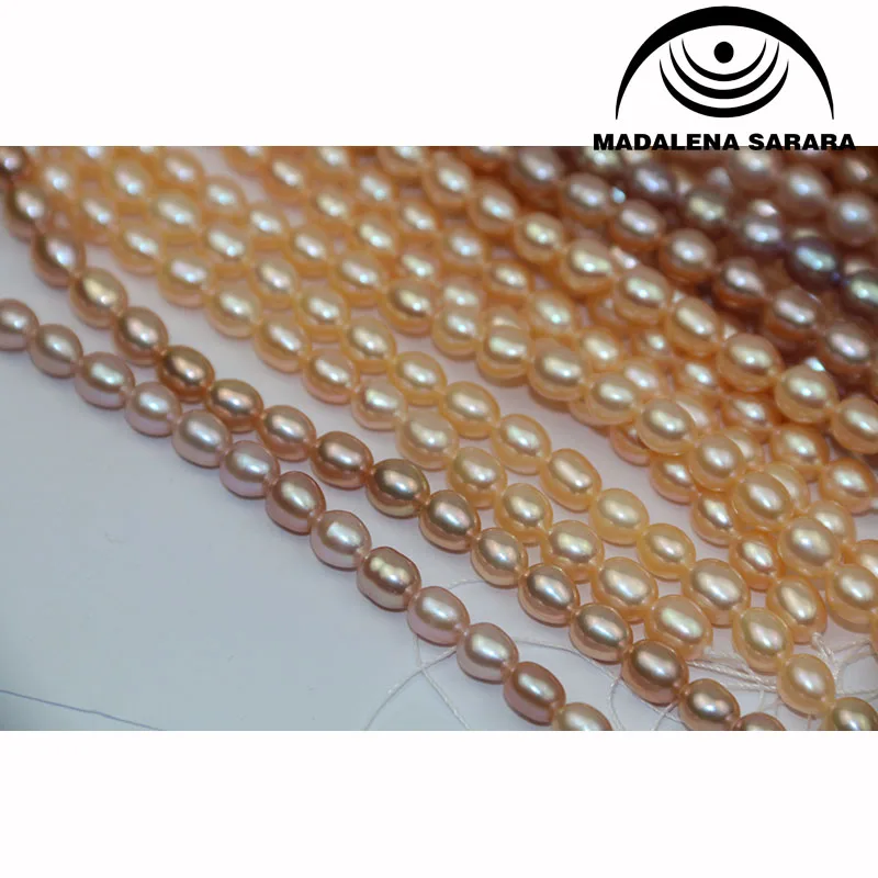 

MADALENA SARARA AAA 7-8mm Genuine Freshwater Pearl Strand 18" Rice Shape Pearl Strand For DIY Jewelry Making 5pcs/lot