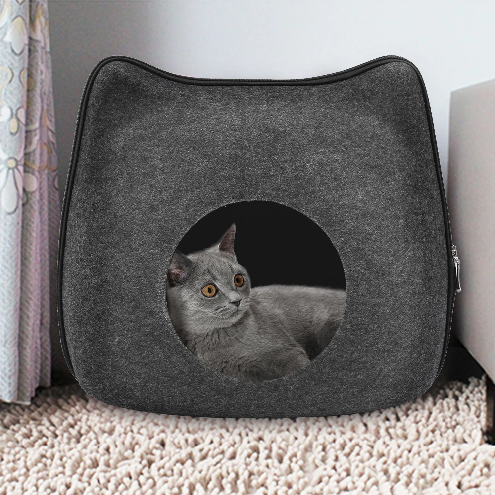 

Hot Sell Felt Cat Pet Cave With Cushion Cat Cave Bed Cat Shelter For Cats Kittens Pets