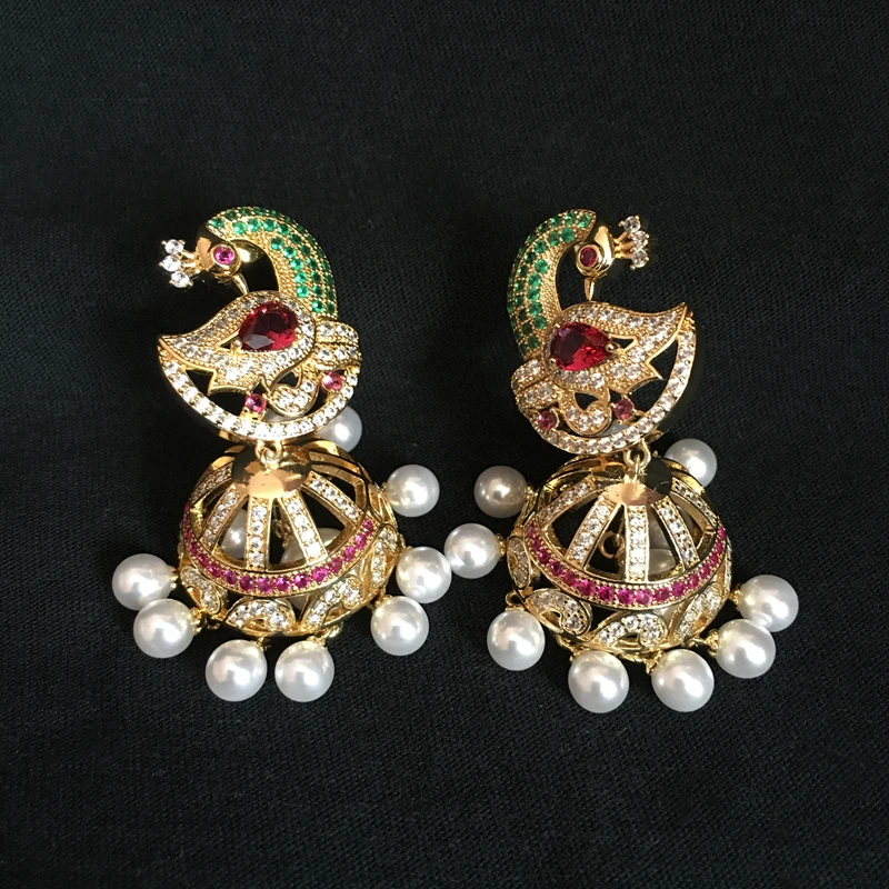 Серьги из индийского болливуда и жемчуга Jhumka искусственный жемчуг позолоченный