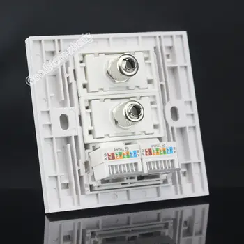 Wall Plate 4 Ports Double Network LAN CAT5 CAT5E Socket & Dual Port TV Jack Outlet Panel Faceplate Standard Wholesale Lots
Wall Plate 4 Ports Double Network LAN CAT5 CAT5E Socket & Dual Port TV Jack Outlet Panel Faceplate Standard Wholesale Lots
