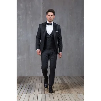 Custom Made 3 pieces fit Groom Tuxedo Black Peak Satin Lapel Wedding Suits for men 2018 Bridegroom mens suit (Jacket+Pants+Vest)
Custom Made 3 pieces fit Groom Tuxedo Black Peak Satin Lapel Wedding Suits for men 2018 Bridegroom mens suit (Jacket+Pants+Vest)