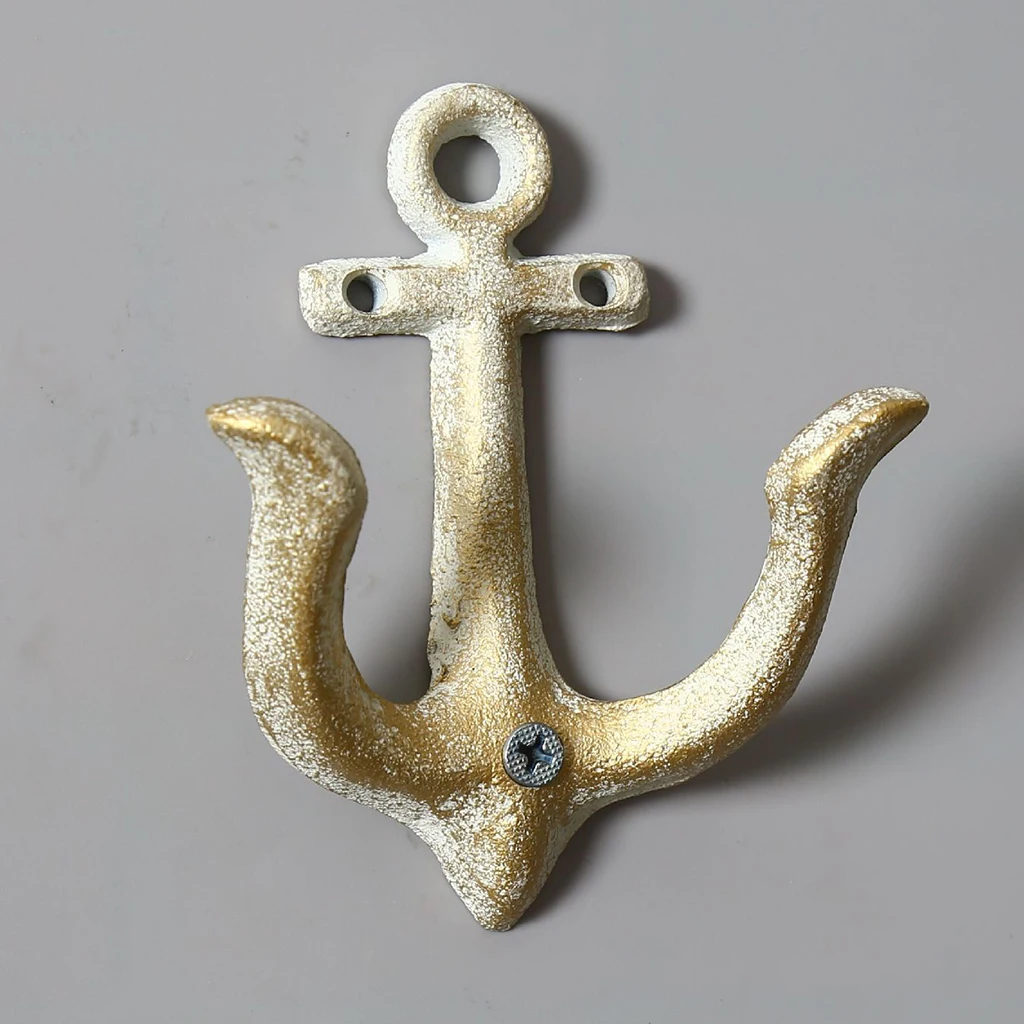 Metal Anchor Hooks Wall Door Mounted Clothes Towel Hat Key Hanger White Red Blue Brown andcrafted classic antique cast iron