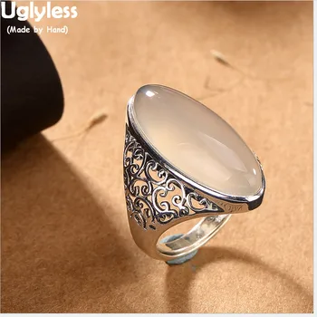 Uglyless Real S 925 Sterling Silver Natural Chalcedony Oval Rings Women Hollow Vintage Open Finger Ring Exaggerated Dress Bijoux
Uglyless Real S 925 Sterling Silver Natural Chalcedony Oval Rings Women Hollow Vintage Open Finger Ring Exaggerated Dress Bijoux