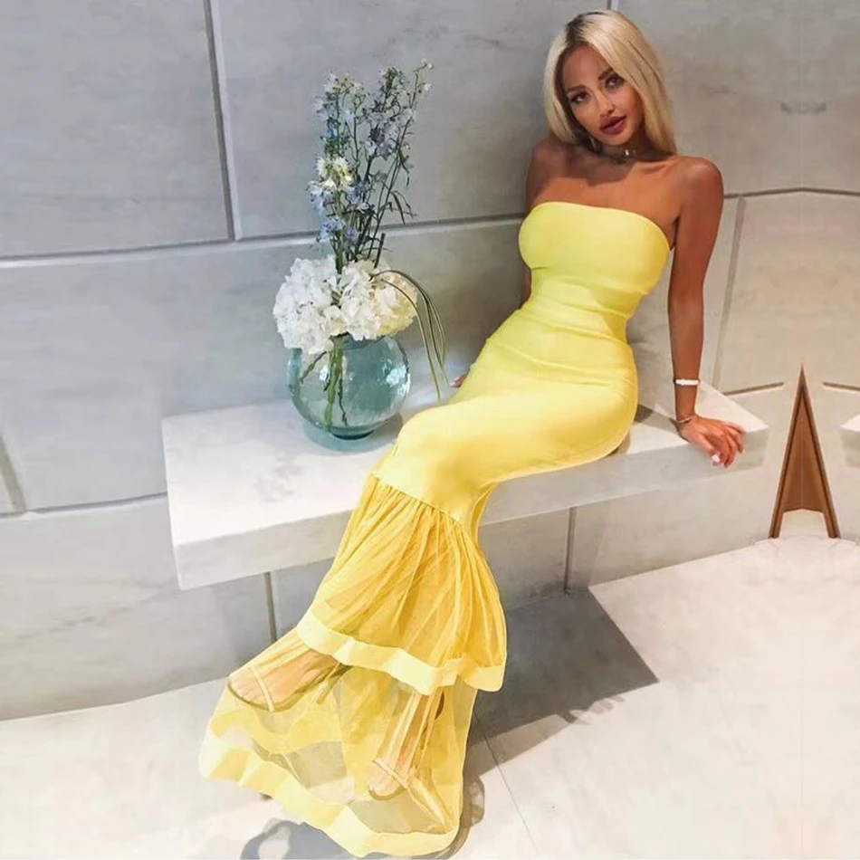 Adyce Summer Women Bandage Dress Vestidos Verano 2019 Sexy Sleeveless Strapless Yellow Club Dress Elegant Celebrity Party Dress
Adyce Summer Women Bandage Dress Vestidos Verano 2019 Sexy Sleeveless Strapless Yellow Club Dress Elegant Celebrity Party Dress