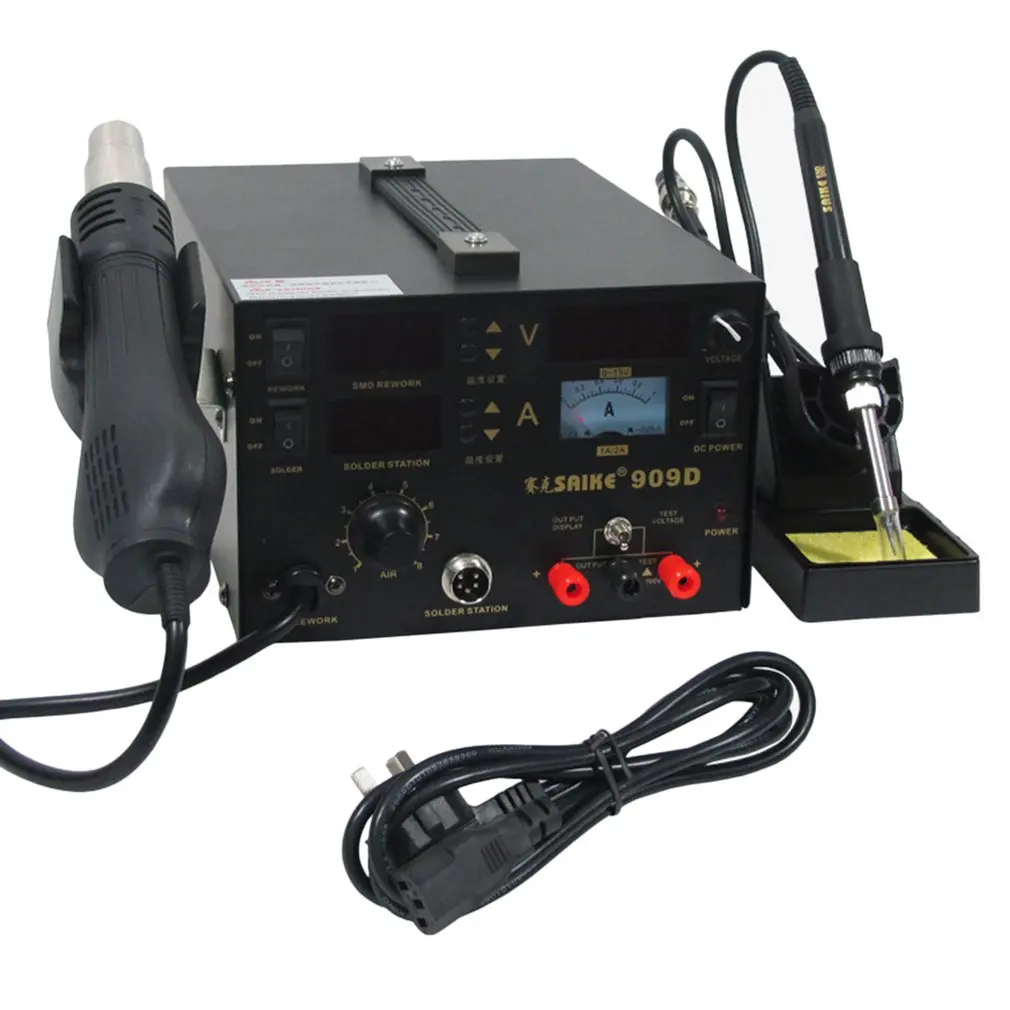 909D+ Soldering iron+Hot Air Gun+Power Supply 220V/110V SAIKE 909D Soldering/Hot air gun rework station 3 in 1
909D+ Soldering iron+Hot Air Gun+Power Supply 220V/110V SAIKE 909D Soldering/Hot air gun rework station 3 in 1