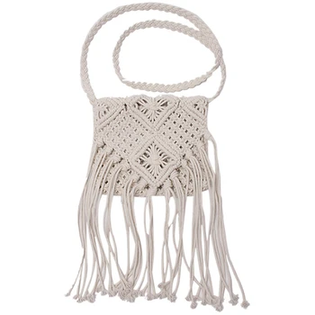 1pc Vintage White Handmade Cotton Rope Hollow Out Woven Bag Fashion Tassel Bag Women's Handbag Straw Bags For Women
1pc Vintage White Handmade Cotton Rope Hollow Out Woven Bag Fashion Tassel Bag Women's Handbag Straw Bags For Women