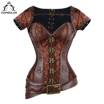 TOPMELON Corset Steampunk Bustier Gothic Corset Women Corselet Sexy Corset Retro Leather Short Sleeve D Ring Buckles Tops 6XL
TOPMELON Corset Steampunk Bustier Gothic Corset Women Corselet Sexy Corset Retro Leather Short Sleeve D Ring Buckles Tops 6XL