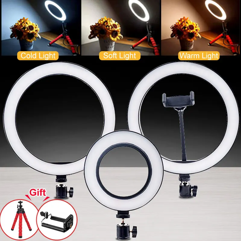 Free Gifts 16CM/ 26CM Selfie Ring LED Light Photo Light Dimmable for Youtube Makeup Live Selfie with Tripod Phone Holder
Free Gifts 16CM/ 26CM Selfie Ring LED Light Photo Light Dimmable for Youtube Makeup Live Selfie with Tripod Phone Holder