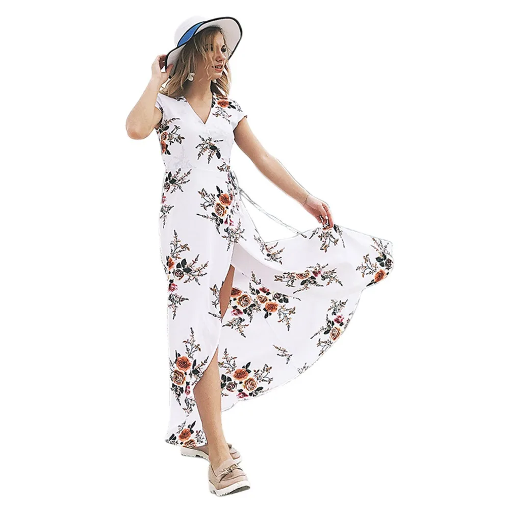 Summer Beach Maxi Dress Women Floral Print Boho Long Chiffon Dress Ruffles Wrap Casual V-Neck Split Sexy Party Dress Robe Femme
Summer Beach Maxi Dress Women Floral Print Boho Long Chiffon Dress Ruffles Wrap Casual V-Neck Split Sexy Party Dress Robe Femme