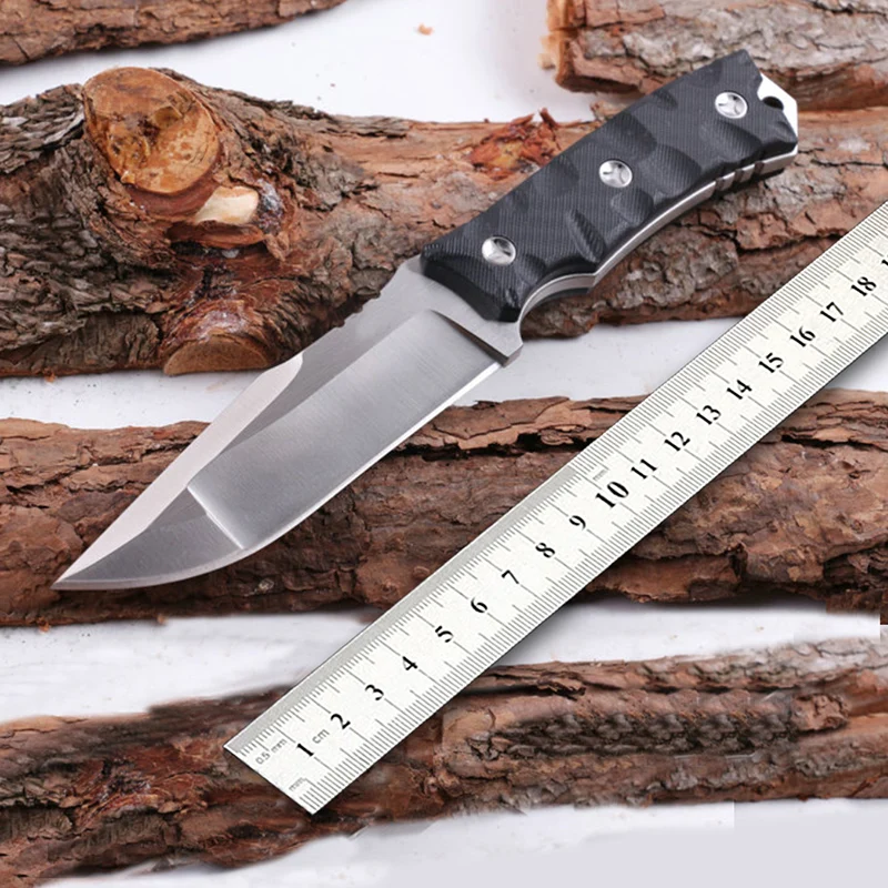 

Free shipping D2 STEEL Camping Hunting Tactical Survival Knife Fixed Blade G10 Handle Two Sharp Edge Two kinds of color handle