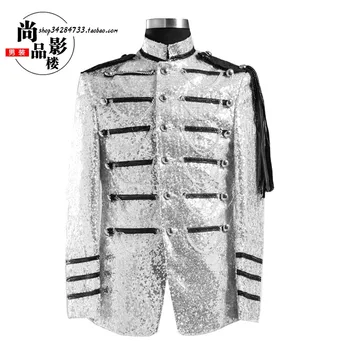 Men royal loading formal dress costume performance wear men's clothing dj paillette silvery white Stage performance
Men royal loading formal dress costume performance wear men's clothing dj paillette silvery white Stage performance