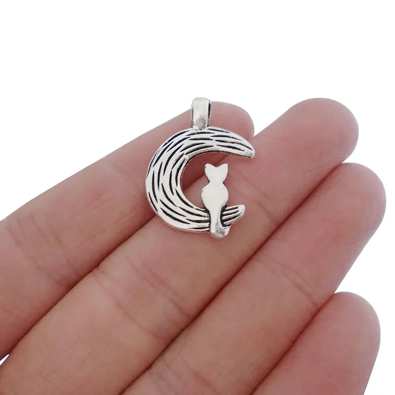 20 x Antique Silver Cat and Moon Charms Pendants Beads for Necklace Bracelet Jewelry Making Findings 25x18mm
20 x Antique Silver Cat and Moon Charms Pendants Beads for Necklace Bracelet Jewelry Making Findings 25x18mm