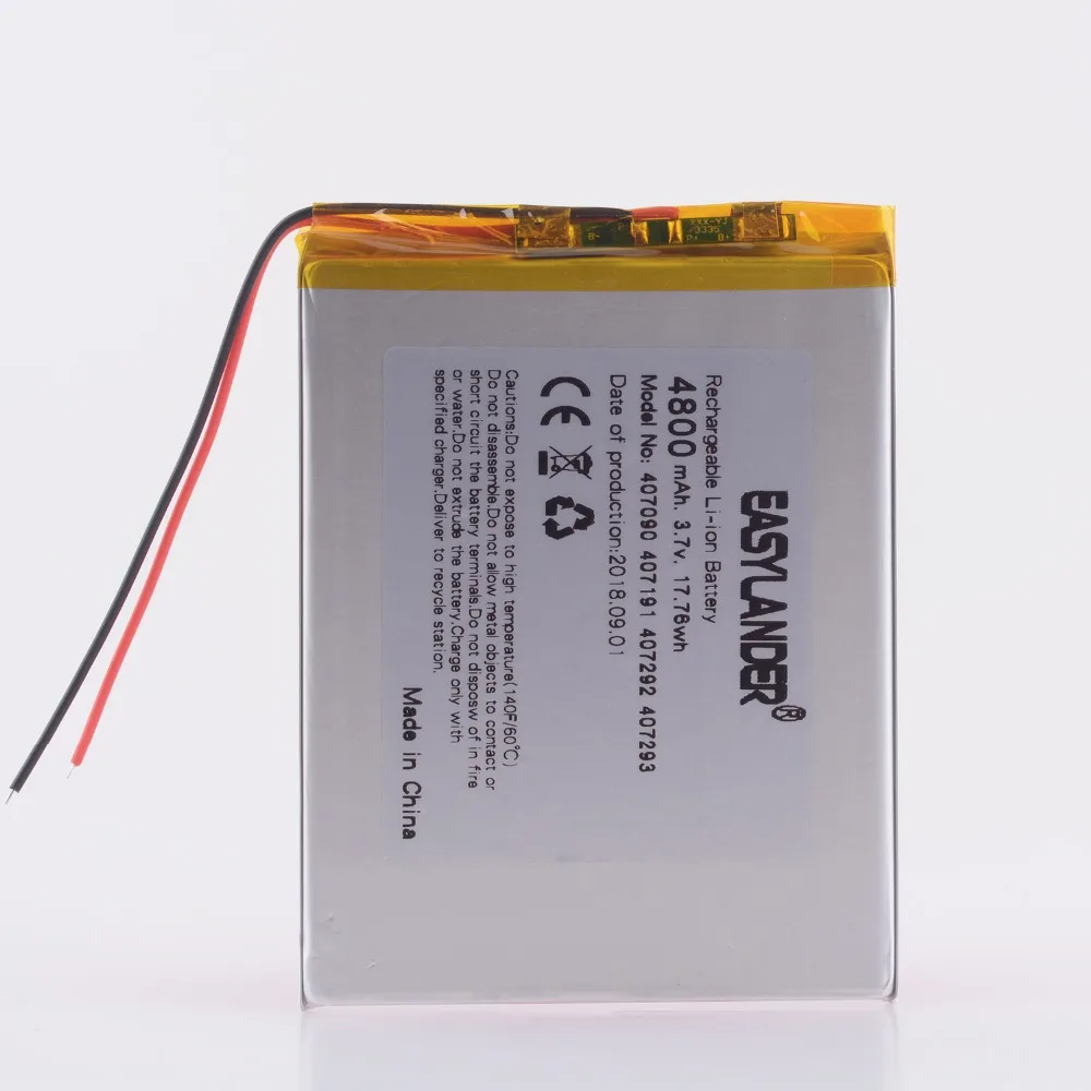 407191 3.7V 3.8V 4800mAh Li-Polymer Battery with Protection Board For Tablet PC Irbis Cube U25GT dual-core version 407093 | Электроника