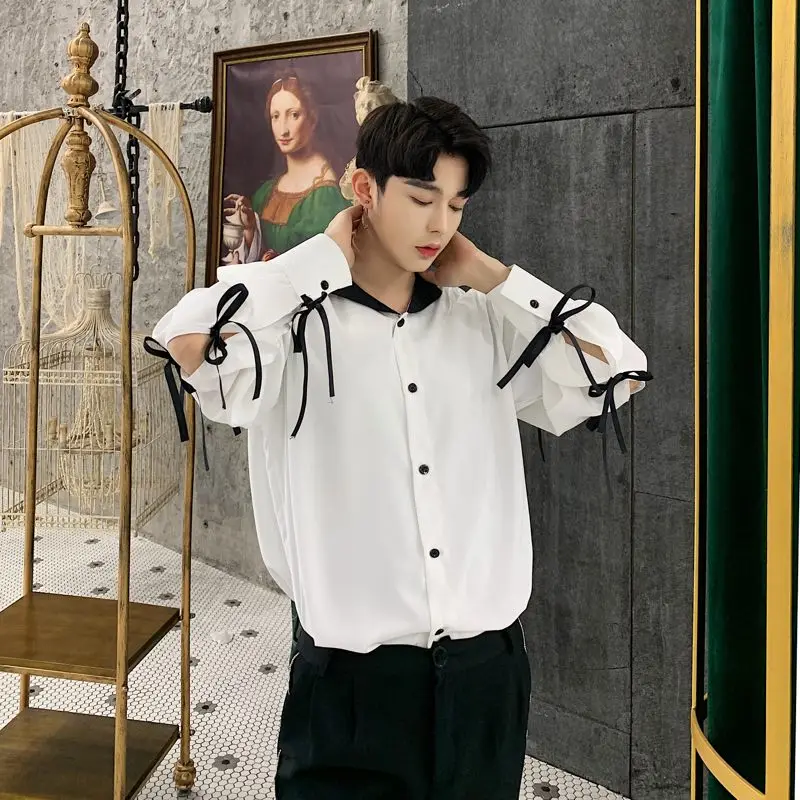 Male Streetwear Hip Hop vintage Fashion Party Dress Shirts Stage Costumes Men Long Sleeve Ribbons Spliced Loose Casual Shirts
Male Streetwear Hip Hop vintage Fashion Party Dress Shirts Stage Costumes Men Long Sleeve Ribbons Spliced Loose Casual Shirts