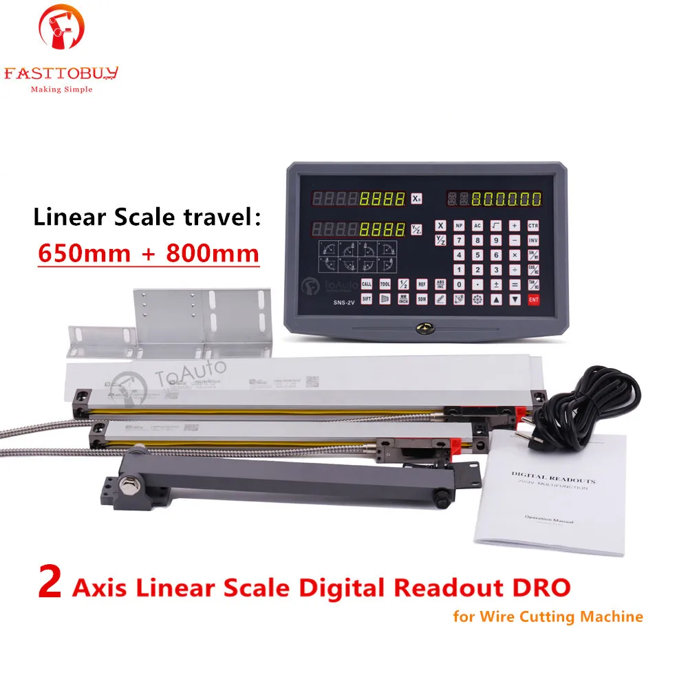 2 Axis Linear Scale Linear Encoder 650mm & 800mm 25" & 32" with 110/240VAC Digital Readout DRO kit for Wire Cutting Machine
2 Axis Linear Scale Linear Encoder 650mm & 800mm 25" & 32" with 110/240VAC Digital Readout DRO kit for Wire Cutting Machine