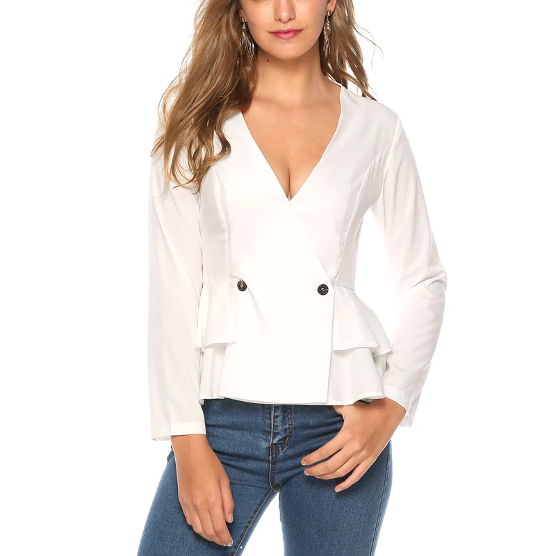 Office Lady White V-neck Blouse Female Full Sleeve Double Breasted Office Blouse High Street Ruffle Blouse Shirt Casual Top
Office Lady White V-neck Blouse Female Full Sleeve Double Breasted Office Blouse High Street Ruffle Blouse Shirt Casual Top