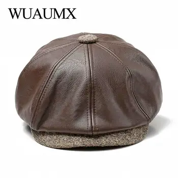 Wuaumx NEW Fall Winter Octagonal Hat PU Leather Newsboy Caps Men Warm Detective Hats Male Painter Caps Berets Visors chapeu
Wuaumx NEW Fall Winter Octagonal Hat PU Leather Newsboy Caps Men Warm Detective Hats Male Painter Caps Berets Visors chapeu