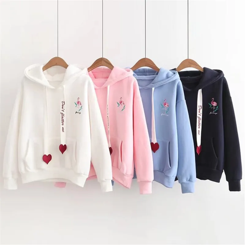 2018 Winter New Thicken Plus Velvet Embroidery Hoodies Loose Pullovers Loose Thin Drawstring Hooded Fashion Women's Sweatshirt
2018 Winter New Thicken Plus Velvet Embroidery Hoodies Loose Pullovers Loose Thin Drawstring Hooded Fashion Women's Sweatshirt