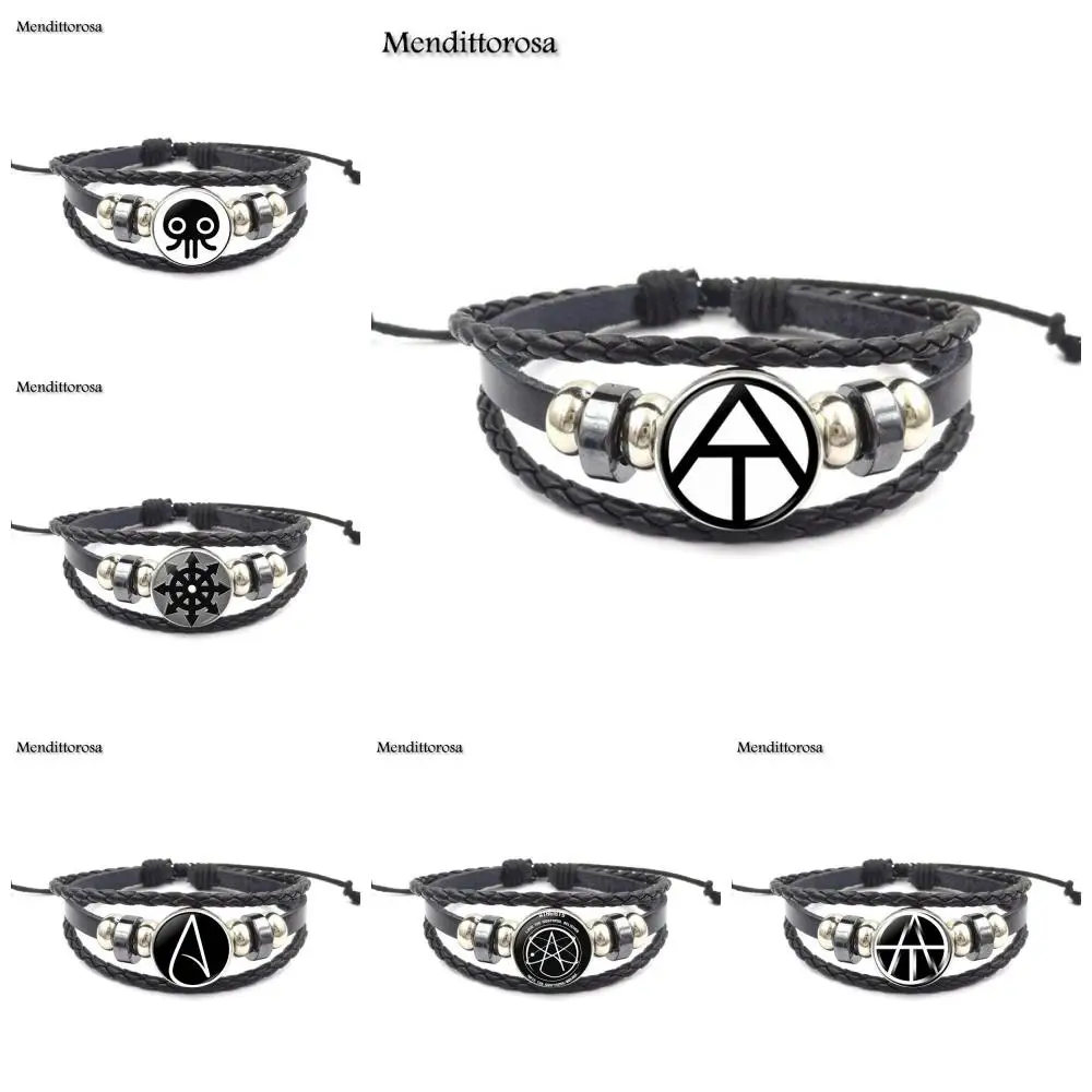 Mendittorosa Atheist Symbol Vintage Jewelry Plated Black Leather Bracelet Bangle For Women Party Gift
Mendittorosa Atheist Symbol Vintage Jewelry Plated Black Leather Bracelet Bangle For Women Party Gift