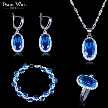 Romantic Silver Color Jewelry Sky Blue zircon Jewelry Sets For Women Wedding Bracelets/Necklace/Earrings/Pendant/Ring
Romantic Silver Color Jewelry Sky Blue zircon Jewelry Sets For Women Wedding Bracelets/Necklace/Earrings/Pendant/Ring