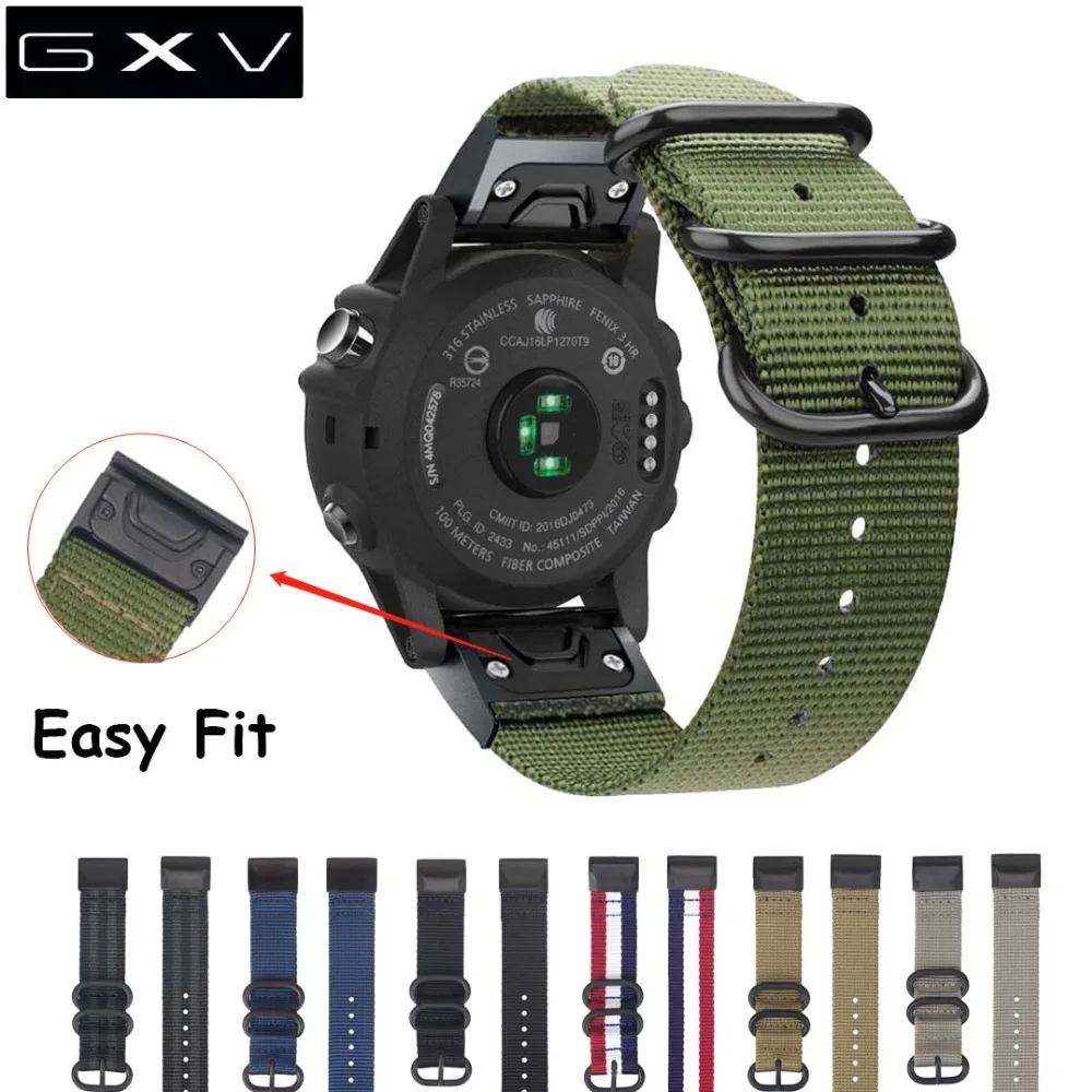 GXV Easy Fit Nato Premium нейлоновый ремешок для Garmin Fenix 5X/5X Plus/3/3 HR часов быстросъемный