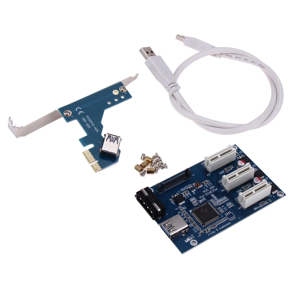3 in 1 PCI-E 1 to 3 PCI Express 1X Slot Riser Card Expansion Adapter PCIe Port Multiplier Card w/ High Speed USB 3.0 Cable Cord
3 in 1 PCI-E 1 to 3 PCI Express 1X Slot Riser Card Expansion Adapter PCIe Port Multiplier Card w/ High Speed USB 3.0 Cable Cord
