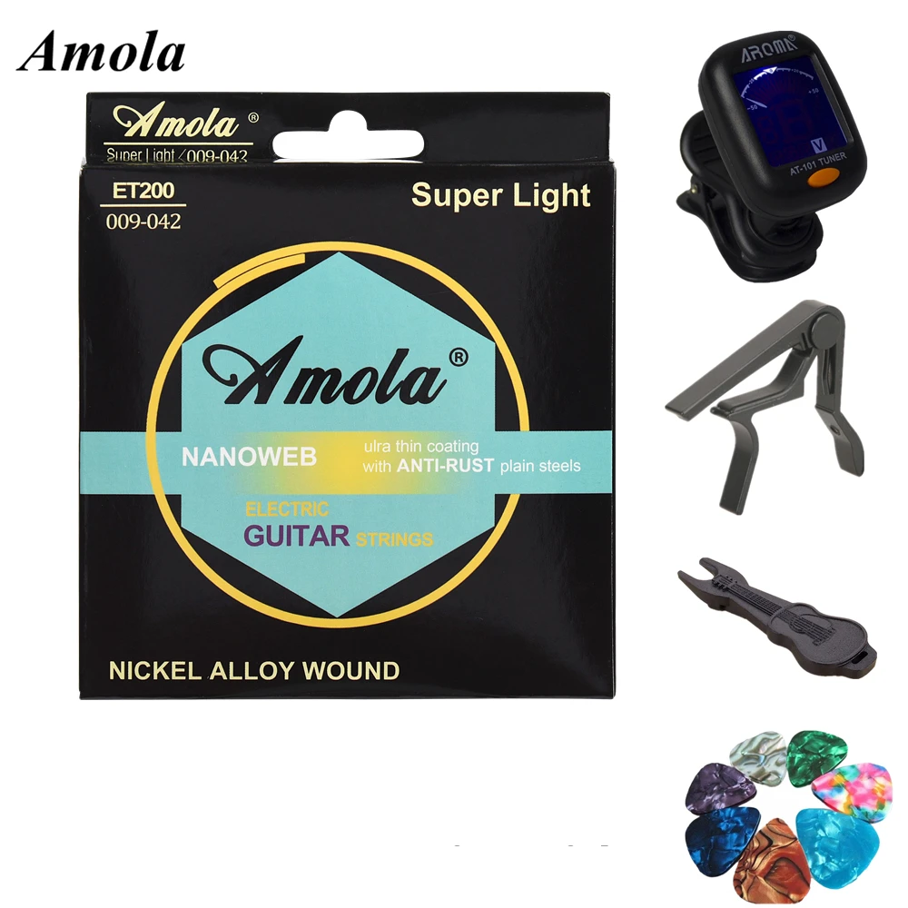 ET200 Electric Guitar Strings set 009-042 Super Light NANOWEB Coating 1pc guitar tuner 10pcs guitar picks 1pc capo 1pc Pin Tool
ET200 Electric Guitar Strings set 009-042 Super Light NANOWEB Coating 1pc guitar tuner 10pcs guitar picks 1pc capo 1pc Pin Tool