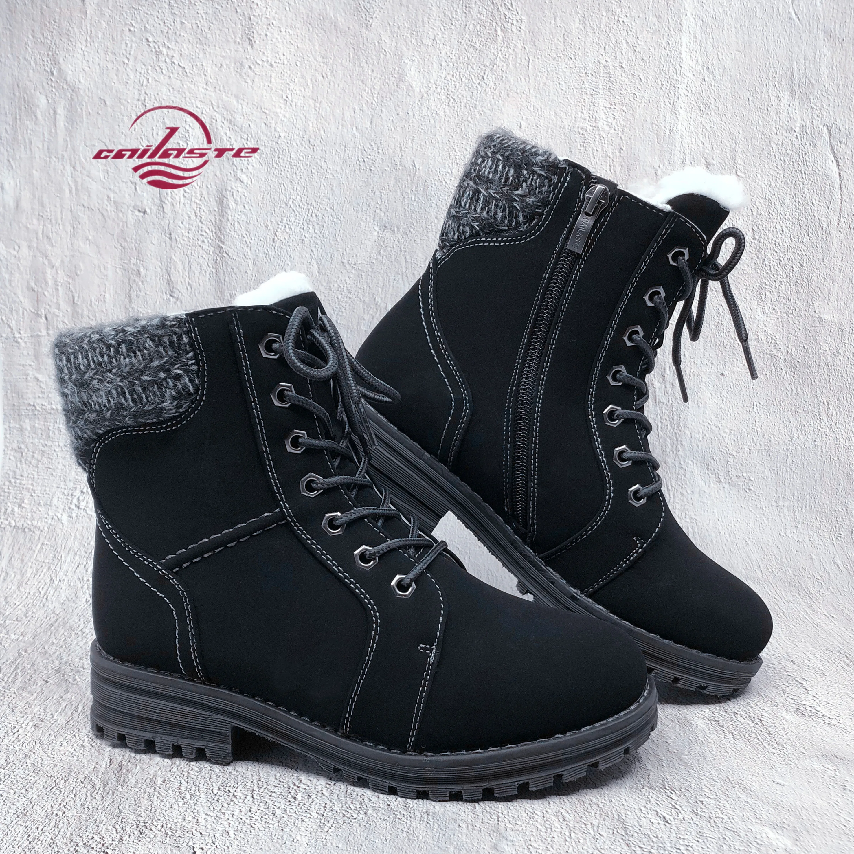 CAILASTE Women's winter martin hiking shoes Round toe Outdoor Lace up Zipper Platform Non-slip Warm fur plush insole Ankle boots
CAILASTE Women's winter martin hiking shoes Round toe Outdoor Lace up Zipper Platform Non-slip Warm fur plush insole Ankle boots