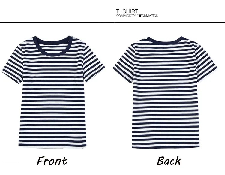 2018 Fashion Cotton T-shirts Women Tshirt Striped Short Sleeve Ladies Tops Tees Plus Size Rayas Camiseta Femme T-shirt Verano (12)