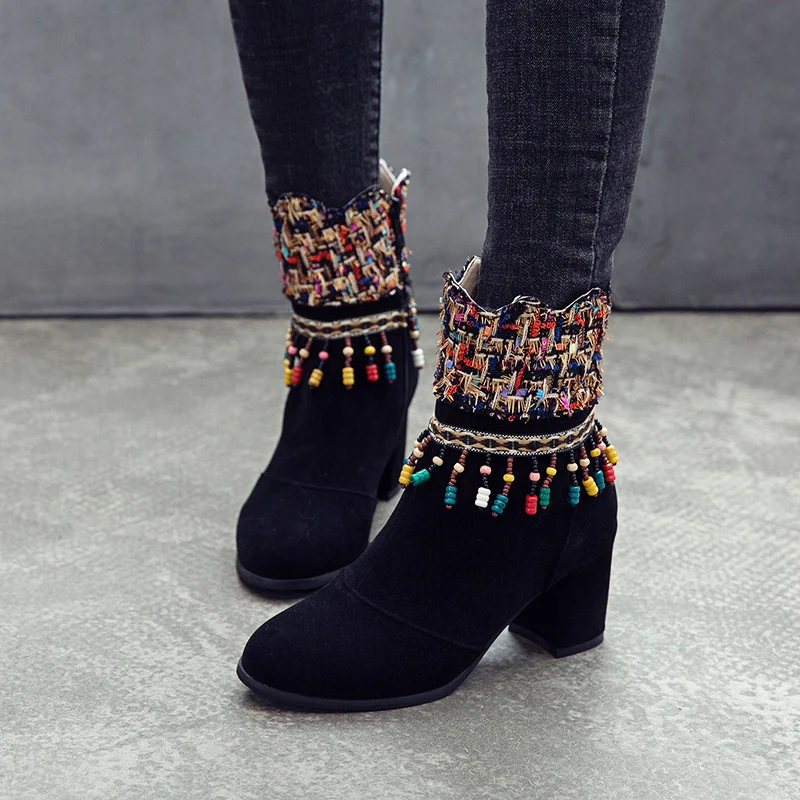 Rimocy Fashio Contrast Colorn Ankle Boots for Women Suede Beading Short Booties Woman 2019 Winter Shoes Female Plus Size 34-50
Rimocy Fashio Contrast Colorn Ankle Boots for Women Suede Beading Short Booties Woman 2019 Winter Shoes Female Plus Size 34-50