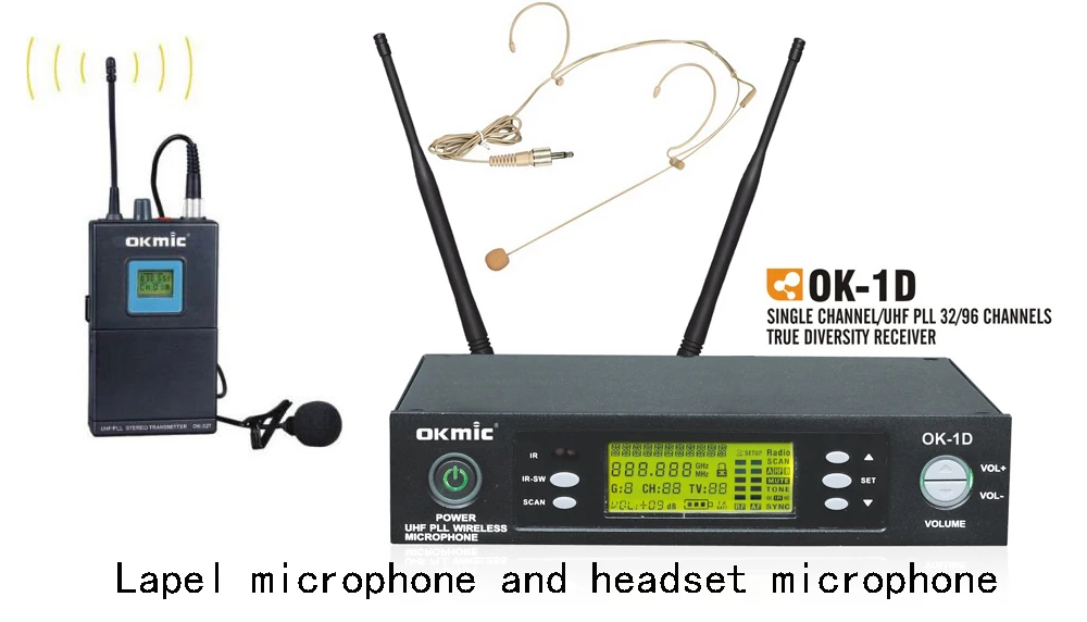 Профессиональный беспроводной микрофон okmic OK-1D/1B H3 UHF/PLL Беспроводная микрофонная