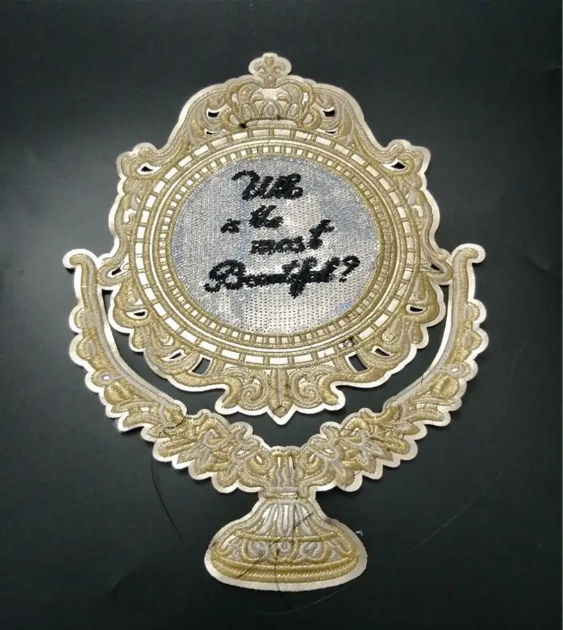 Gold mirror letters sequins patch vintage embroidered applique fashion clothing decoration sew on patch accessories Motif patch
Gold mirror letters sequins patch vintage embroidered applique fashion clothing decoration sew on patch accessories Motif patch