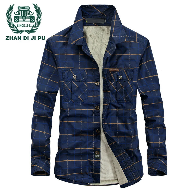 ZHAN DI JI PU Brand Clothing Men's Military Style Fleece Inner Thicken Warm Winter Shirts Men 90 
ZHAN DI JI PU Brand Clothing Men's Military Style Fleece Inner Thicken Warm Winter Shirts Men 90